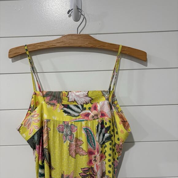 Ann Taylor LOFT | Midi Dress Sleeveless Floral Yellow Belted- Size 8 - Picture 5 of 9